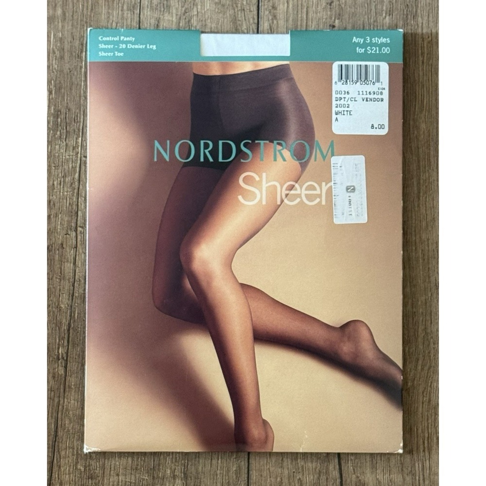 Vintage Nordstrom Sheer Pantyhose White Size A 20 Denier Control Top NEW NOS